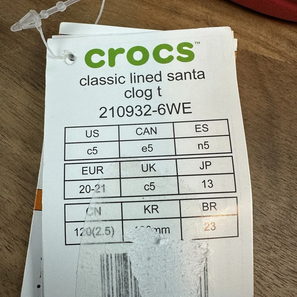 New Little Kids Crocs Classic Lined Santa Suit Clogs Shoes Sandals‎ Size 5 C